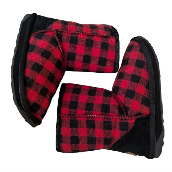 Emu Australia boys red and black‎ checkered plaid lumberjack boots size 1